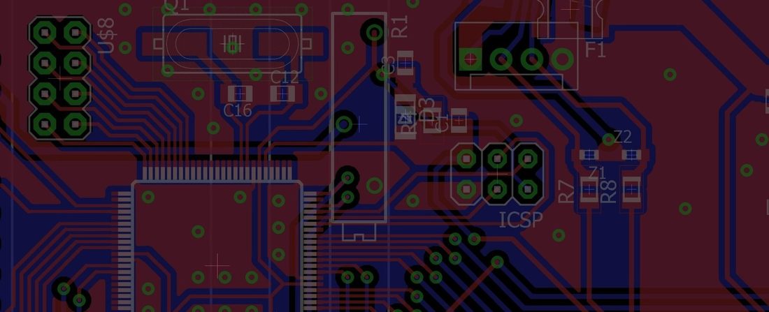 Circuit board layout for a KopterMax flight avionics module, routed copper on both layers.